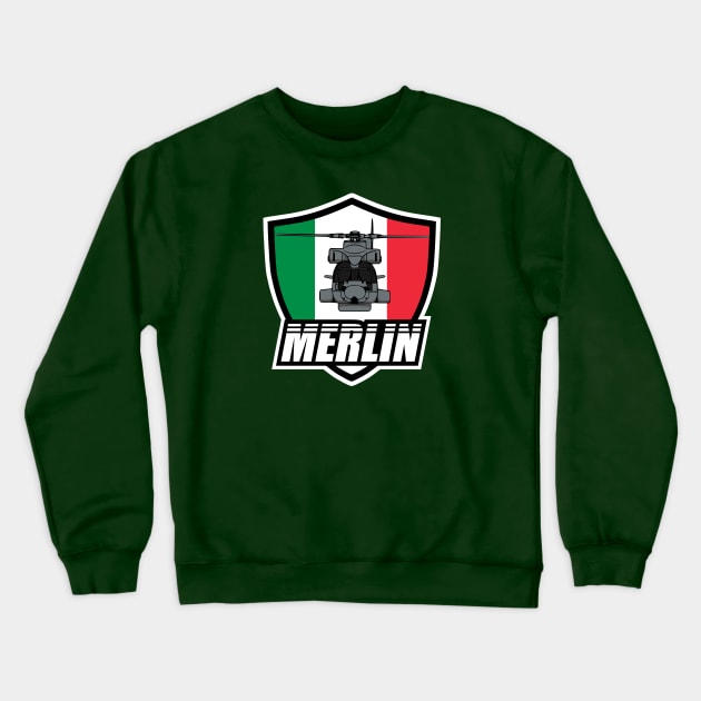 Italian Merlin Helicopter Patch Crewneck Sweatshirt by TCP